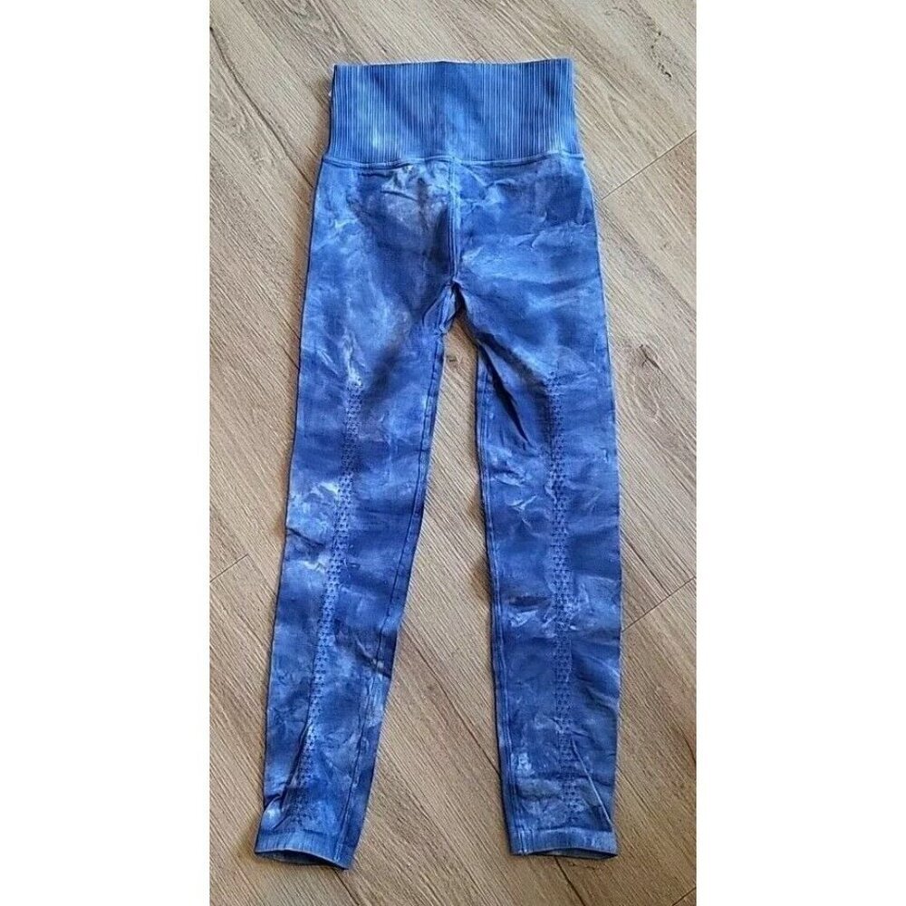 Free People Tie Dye Cropped Leggings Blue,‎ With Cut-outs Size Small - Picture 5 of 9